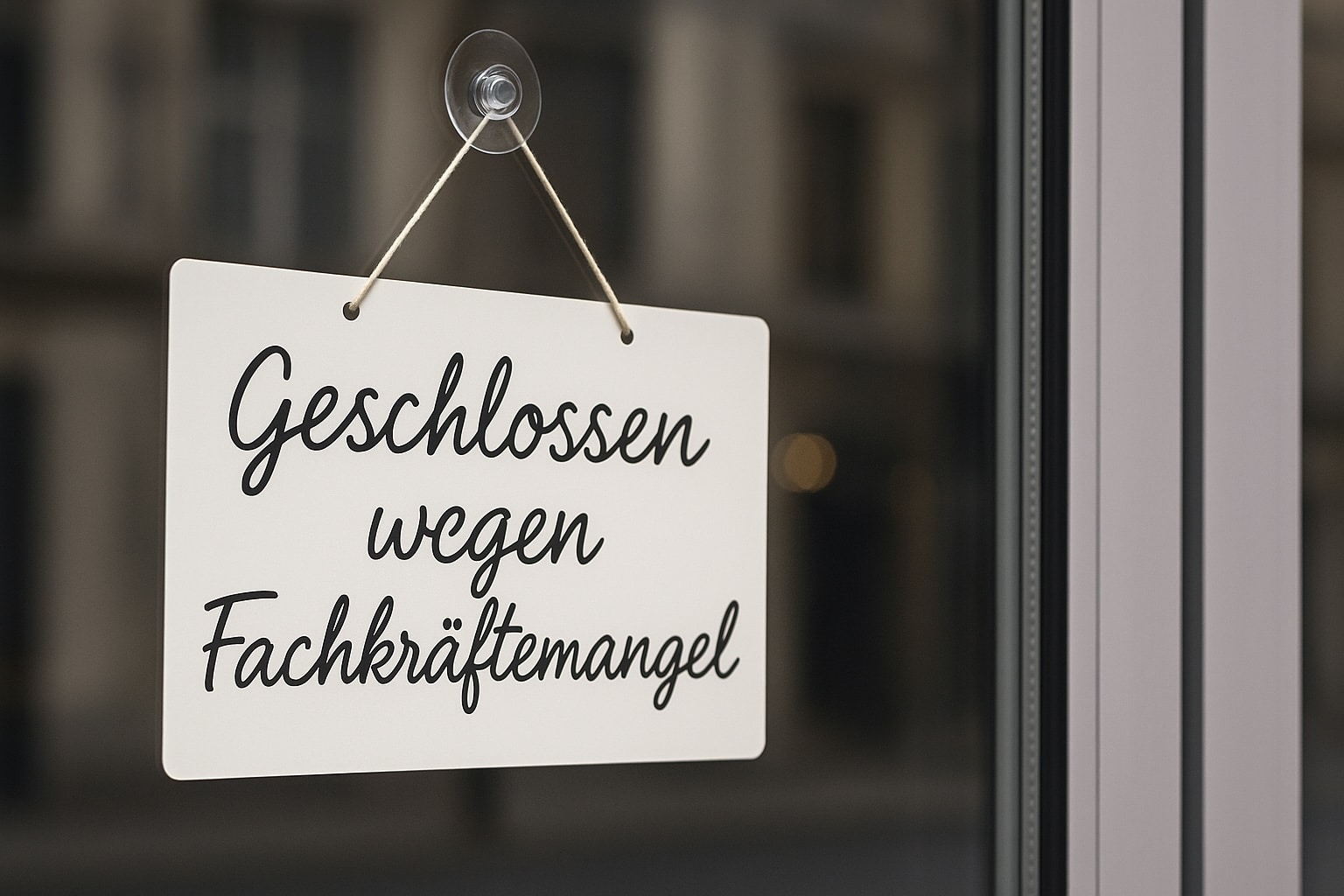 Recruiting für Unternehmen – Geschäft mit Schild „Geschlossen wegen Fachkräftemangel“