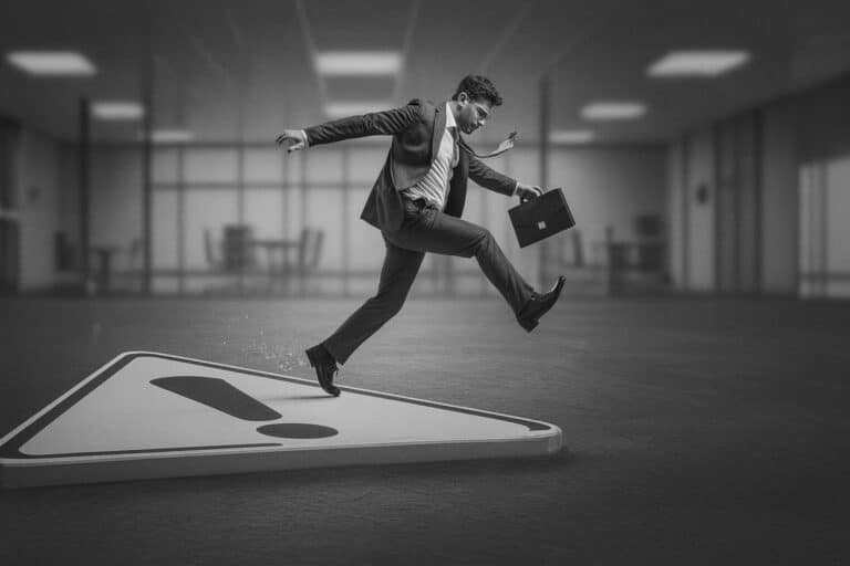 Mann springt über ein Warnschild in SW