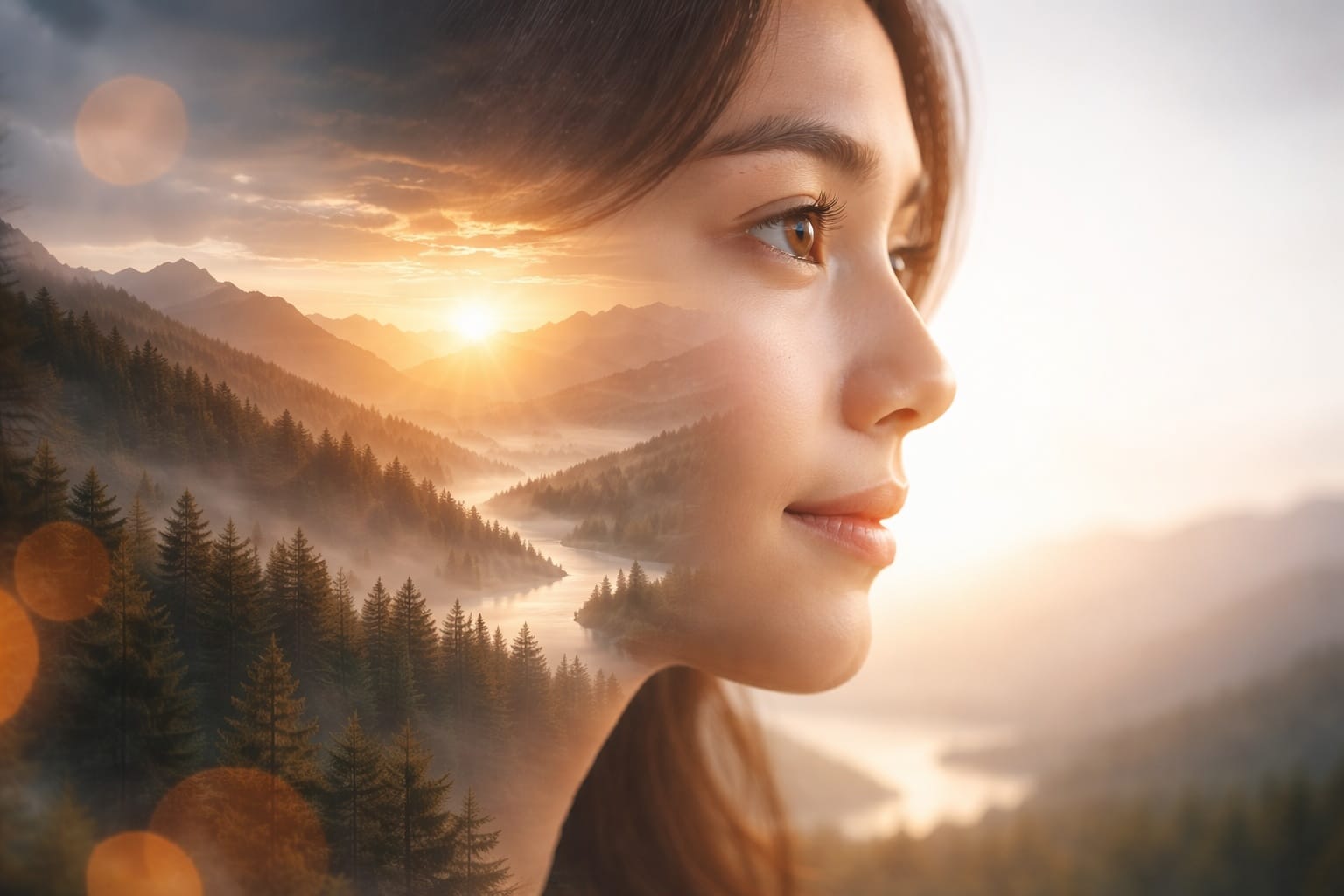 Beruflicher Neuanfang –Frau im Doppelbelichtungs-Porträt – Selbstreflexion und innere Muster